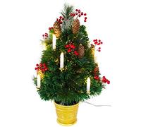 Christmas Concepts® 2ft (60cm) Green Fibre Optic Pine Christmas Tree With Cones, Red Berries And LED Candles