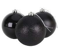 Christmas Concepts® 3-150mm (6") Extra Large Baubles - Shiny, Matte & Glitter Design - Christmas Decorations (Black)