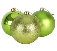 Christmas Concepts® 3-150mm (6") Extra Large Baubles - Shiny, Matte & Glitter Design - Christmas Decorations (Lime Green)