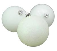 Christmas Concepts® 3-150mm (6") Extra Large Baubles - Shiny, Matte & Glitter Design - Christmas Decorations (White)