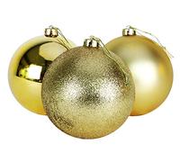 Christmas Concepts® 3-150mm Extra Large Baubles - Shiny, Matte & Glitter Design - Christmas Decorations (Gold)