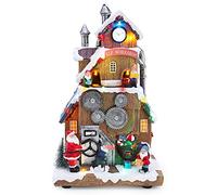 Christmas Concepts® 300mm (12") Animated Christmas Elf Workshop with Multi Coloured LED Lights and Music - Battery Operated - Christmas Village