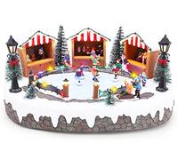Christmas Concepts® 380mm (15") Animated Ice Rink with Christmas Market Scene LED Lights and Music - Mains Operated - Christmas Village