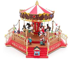 Christmas Concepts® 400mm (16") Animated Christmas Carousel with Multi Coloured Chasing LED Lights and Music - Mains Operated - Christmas Village