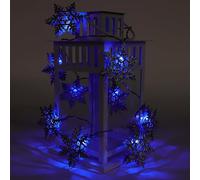 Christmas Concepts® 4ft 5" (1.4m) 10 Battery Operated Glittery Silver Snowflake LED Fairy Lights - Blue Indoor String Lights
