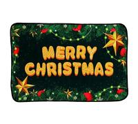Christmas Concepts® 590mm (23") 'Merry Christmas' Green Garland Design Non Slip Door Mat - Indoor Christmas Decorations