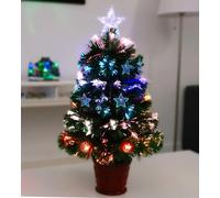 Christmas Concepts® 60cm (2ft) Green Fibre Optic Christmas Tree With Stars, Baubles And Red Base