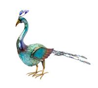 Christmas Concepts® Colourful Metal Standing Peacock With Jewel Tail Feathers Sculpture - Indoor/Outdoor Garden Decoration (55cm Short Legged) (21.6'')
