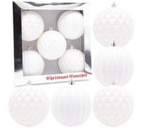 Christmas Concepts® Elegance Collection - Pack of 5-100mm (4") White Luxury Decorated Large Baubles - Christmas Tree Hanging Decorations