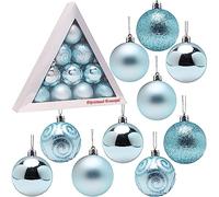 Christmas Concepts® Pack of 10-60mm (2.4") Christmas Tree Baubles - Shiny, Matte & Glitter Decorated Baubles (Ice Blue)