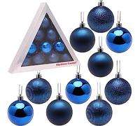 Christmas Concepts® Pack of 10-60mm (2.4") Christmas Tree Baubles - Shiny, Matte & Glitter Decorated Baubles (Midnight Blue)