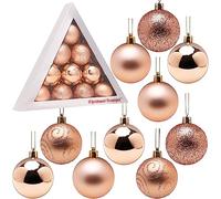 Christmas Concepts® Pack of 10-60mm (2.4") Christmas Tree Baubles - Shiny, Matte & Glitter Decorated Baubles (Rose Gold)