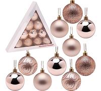 Christmas Concepts® Pack of 10-60mm (2.4") Christmas Tree Baubles - Shiny, Matte & Glitter Decorated Baubles (Champagne Gold)