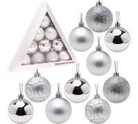 Christmas Concepts® Pack of 10-60mm Christmas Tree Baubles - Shiny, Matte & Glitter Decorated Baubles (Silver)