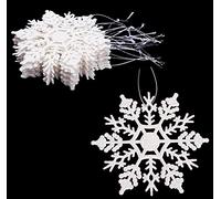Christmas Concepts® Pack of 12-100mm (4") Glitter Snowflake Hanging Decorations - Christmas Decorations