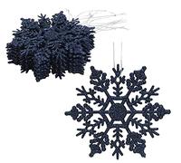 Christmas Concepts® Pack of 12-100mm (4") Glitter Snowflake Hanging Decorations - Christmas Decorations (Midnight Blue)