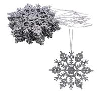 Christmas Concepts® Pack of 12-10cm Glitter Snowflake Hanging Decorations - Christmas Decorations (Silver)