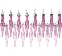Christmas Concepts® Pack Of 15-8.5cm, 85mm (3.4") Droplet Baubles - Matte & Glitter Design - Christmas Baubles (Baby Pink)