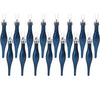 Christmas Concepts® Pack Of 15-8.5cm, 85mm (3.4") Droplet Baubles - Matte & Glitter Design - Christmas Baubles (Midnight Blue)