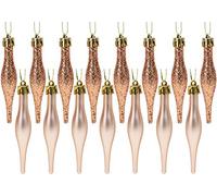 Christmas Concepts® Pack Of 15-8.5cm, 85mm (3.4") Droplet Baubles - Matte & Glitter Design - Christmas Baubles (Rose Gold)