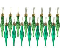 Christmas Concepts® Pack Of 15-8.5cm, 85mm (3.4") Droplet Baubles - Matte & Glitter Design - Christmas Baubles (Emerald Green)