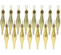 Christmas Concepts® Pack Of 15-8.5cm, 85mm (3.4") Droplet Baubles - Matte & Glitter Design - Christmas Baubles (Gold)