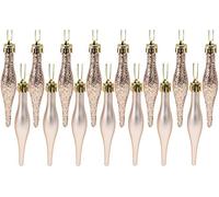 Christmas Concepts® Pack Of 15-8.5cm, 85mm (3.4") Droplet Baubles - Matte & Glitter Design - Christmas Baubles (Champagne Gold)