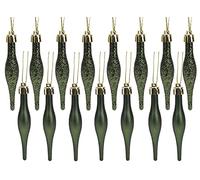 Christmas Concepts® Pack Of 15-85mm (3.4") Droplet Baubles - Matte & Glitter Design - Christmas Baubles (Forrest Green)