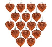 Christmas Concepts® Pack of 16 - Glitter Heart Shaped Baubles - Christmas Tree Decorations (Copper)
