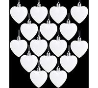 Christmas Concepts® Pack of 16 - Glitter Heart Shaped Baubles - Christmas Tree Decorations (White)