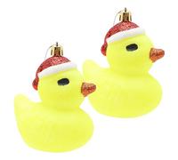 Christmas Concepts® Pack of 2-110mm (4.3") Yellow Glittery Festive Duck Baubles - Christmas Tree Decorations