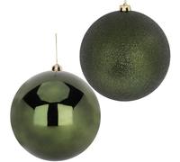 Christmas Concepts® Pack Of 2-200mm (8") Baubles - Shiny & Glitter Design - Giant Christmas Baubles (Forrest Green)