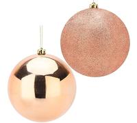 Christmas Concepts® Pack Of 2-200mm (8") Baubles - Shiny & Glitter Design - Giant Christmas Baubles (Rose Gold)