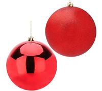 Christmas Concepts® Pack Of 2-200mm Baubles - Shiny & Glitter Design - Giant Christmas Baubles (Red)