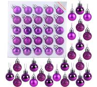 Christmas Concepts® Pack of 25-25mm (1") Mini Christmas Tree Baubles - Shiny, Matte & Glitter Decorated Baubles (Purple)