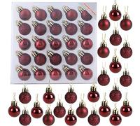 Christmas Concepts® Pack of 25-25mm, 2.5cm (1") Mini Christmas Tree Baubles - Shiny, Matte & Glitter Decorated Baubles (Rioja Red)