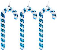 Christmas Concepts® Pack of 3-250mm (10") Extra Large Candy Cane Baubles - Shiny & Glitter Decorated - Christmas Decorations (Royal Blue)