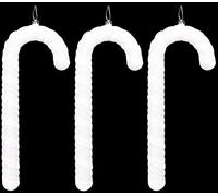 Christmas Concepts® Pack of 3-250mm (10") Extra Large Candy Cane Baubles - Shiny & Glitter Decorated - Christmas Decorations (White)