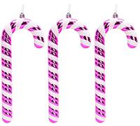 Christmas Concepts® Pack of 3-250mm (10") Extra Large Candy Cane Baubles - Shiny & Glitter Decorated - Christmas Decorations (Hot Pink)