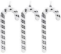 Christmas Concepts® Pack of 3-250mm (10") Extra Large Candy Cane Baubles - Shiny & Glitter Decorated - Christmas Decorations (Graphite)