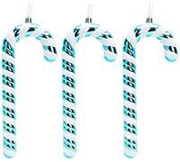 Christmas Concepts® Pack of 3-250mm (10") Extra Large Candy Cane Baubles - Shiny & Glitter Decorated - Christmas Decorations (Turquoise)