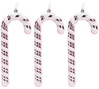 Christmas Concepts® Pack of 3-250mm (10") Extra Large Candy Cane Baubles - Shiny & Glitter Decorated - Christmas Decorations (Baby Pink)