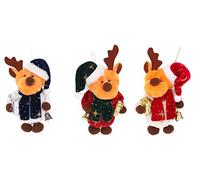 Christmas Concepts® Pack Of 3-4" Angela's Sparkle Fabric Hanging Reindeer Christmas Tree Decoration - Reindeers With Green, Blue, White, Red Hats - Cute Christmas Decorations - Chosen At Random