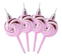 Christmas Concepts® Pack of 4-110mm (4.3") Baby Pink Glittery Festive Lollipop Baubles - Christmas Tree Decorations