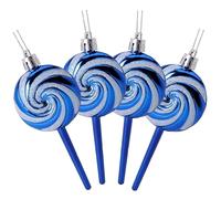 Christmas Concepts® Pack of 4-110mm (4.3") Midnight Blue Glittery Festive Lollipop Baubles - Christmas Tree Decorations