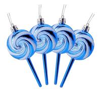 Christmas Concepts® Pack of 4-110mm (4.3") Royal Blue Glittery Festive Lollipop Baubles - Christmas Tree Decorations