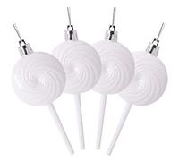 Christmas Concepts® Pack of 4-110mm (4.3") White Glittery Festive Lollipop Baubles - Christmas Tree Decorations