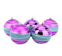 Christmas Concepts® Pack of 5-100mm (4") Large Baubles - Shiny, Matte & Bead Design - Christmas Decorations (Purple & Ice Blue)