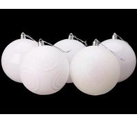 Christmas Concepts® Pack of 5-100mm (4") Large Baubles - Shiny, Matte & Glitter Design - Christmas Decorations (White)