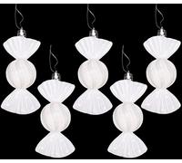 Christmas Concepts® Pack of 5-110mm (4.4") Large Sweet Shaped Baubles - Shiny & Glitter Decorated - Christmas Baubles (White)